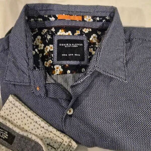Denim Flower Mens Dress Shirt